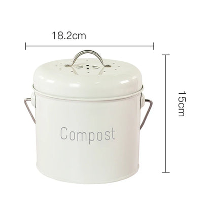 Metal Kitchen Compost Bin – Kitchen Countertop Trash Can with Lid for Food Scraps