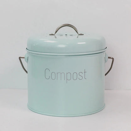 Metal Kitchen Compost Bin – Kitchen Countertop Trash Can with Lid for Food Scraps