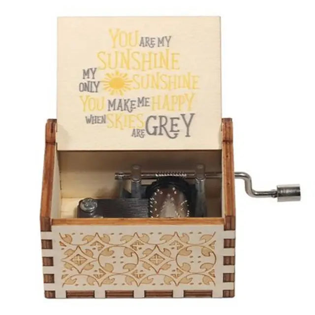 Rotary Handle Wooden Music Box – "You Are My Sunshine"