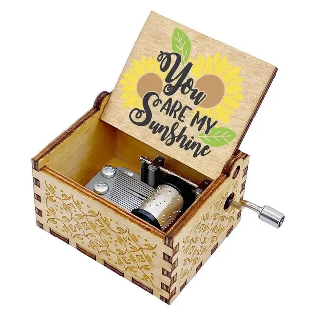 Rotary Handle Wooden Music Box – "You Are My Sunshine"