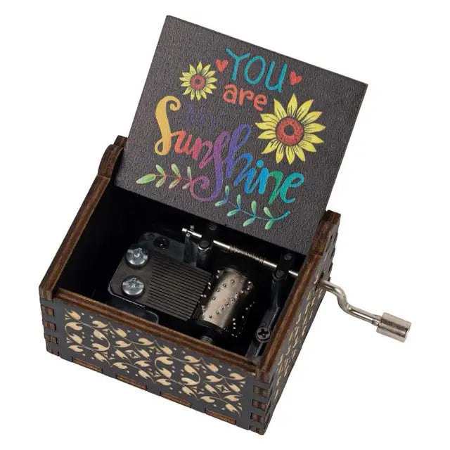 Rotary Handle Wooden Music Box – "You Are My Sunshine"