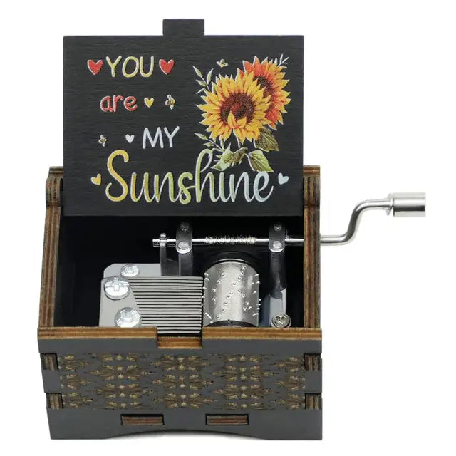 Rotary Handle Wooden Music Box – "You Are My Sunshine"