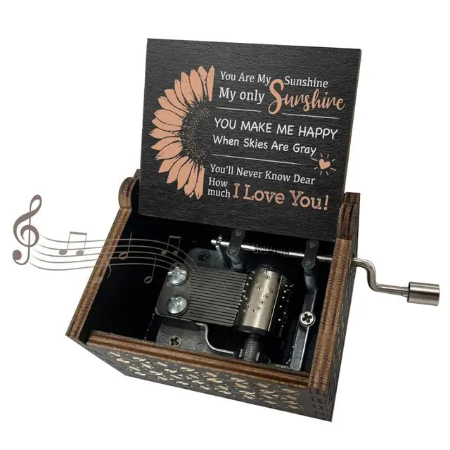 Rotary Handle Wooden Music Box – "You Are My Sunshine"