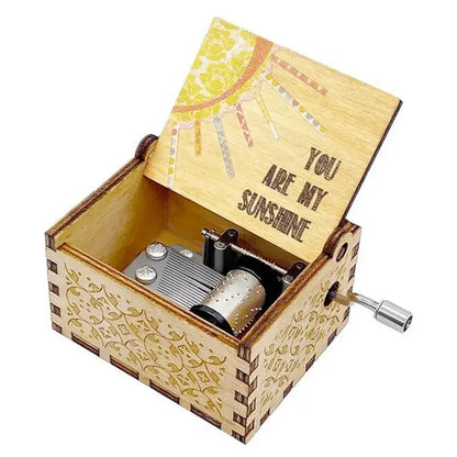 Rotary Handle Wooden Music Box – "You Are My Sunshine"