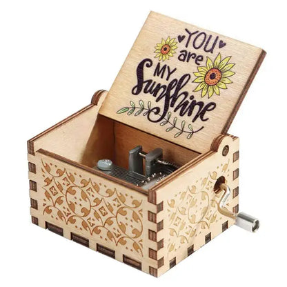 Rotary Handle Wooden Music Box – "You Are My Sunshine"