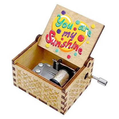 Rotary Handle Wooden Music Box – "You Are My Sunshine"