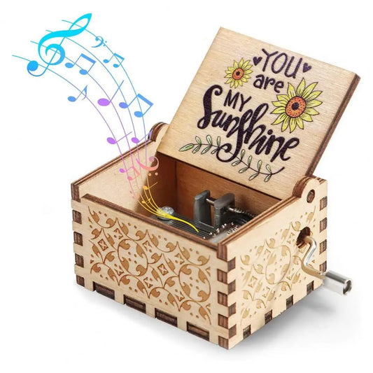 Rotary Handle Wooden Music Box – "You Are My Sunshine"