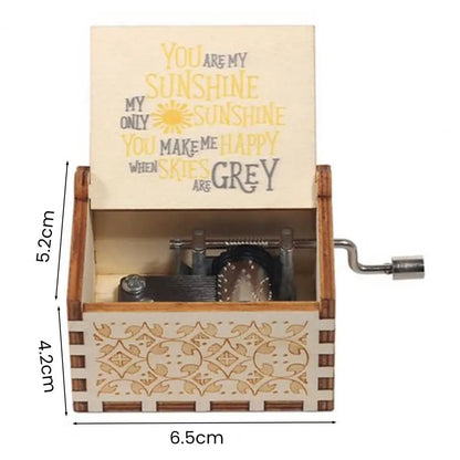 Rotary Handle Wooden Music Box – "You Are My Sunshine"