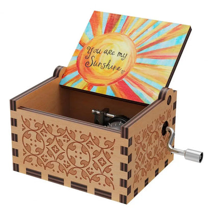 Rotary Handle Wooden Music Box – "You Are My Sunshine"