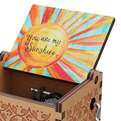 Rotary Handle Wooden Music Box – "You Are My Sunshine"