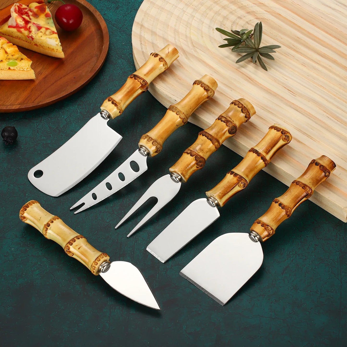 Natural Bamboo Handle Stainless Steel Kitchen Utensils Set