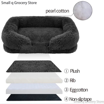 DogPlush Pet Bed – Large, Thickened, Winter-Ready, with Removable Pad