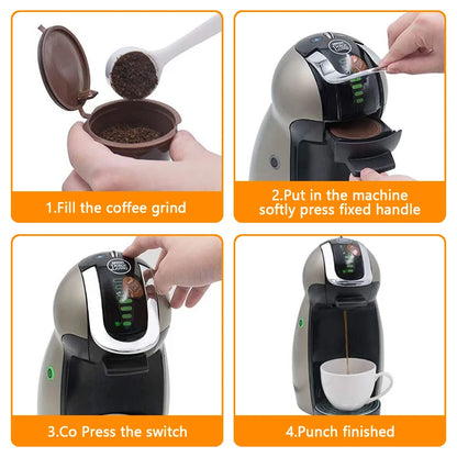 Ensemble de filtres à café réutilisables, capsules de café rechargeables pour cafetière Dolce Gusto