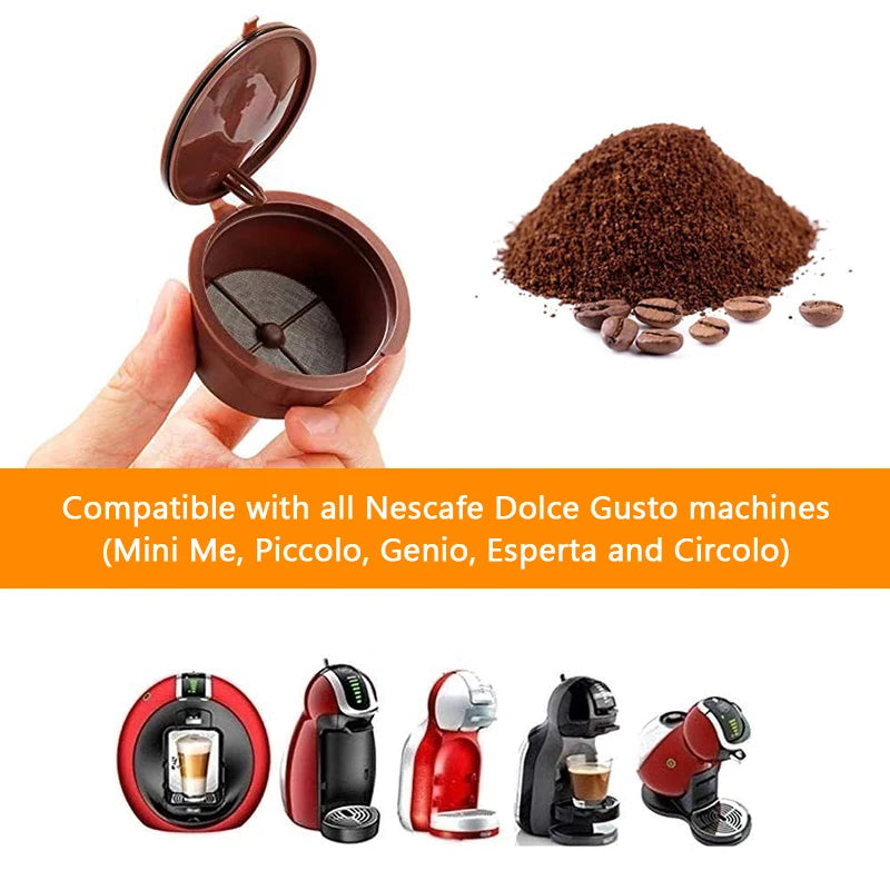 Ensemble de filtres à café réutilisables, capsules de café rechargeables pour cafetière Dolce Gusto