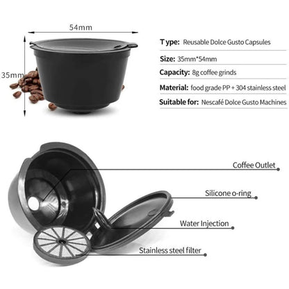 Ensemble de filtres à café réutilisables, capsules de café rechargeables pour cafetière Dolce Gusto