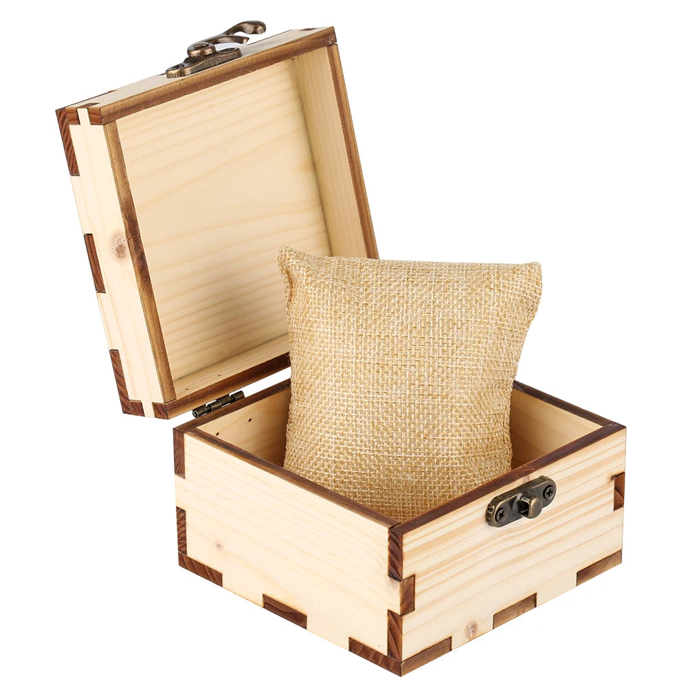 Rustic Wood Watch Box with Retro Bronze Horn Lock