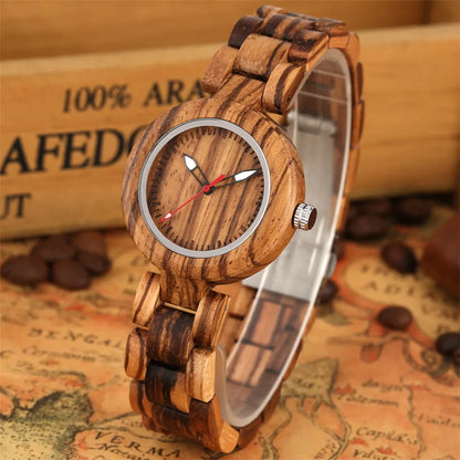 Small Dial Full Bamboo Wood Women's Watch