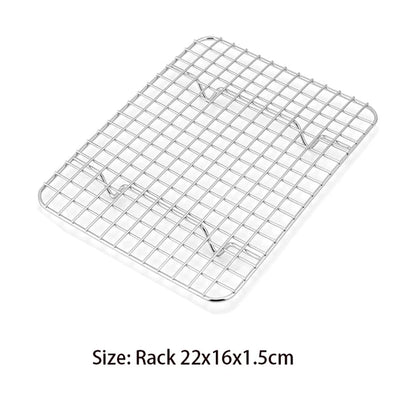 Stainless Steel Baking Tray with Removable Cake Grid Cooling Rack (Bakeware Set)