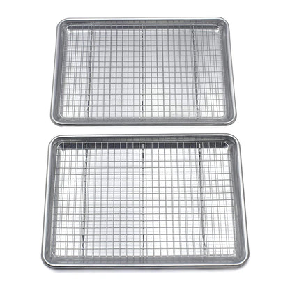 Stainless Steel Baking Tray with Removable Cake Grid Cooling Rack (Bakeware Set)