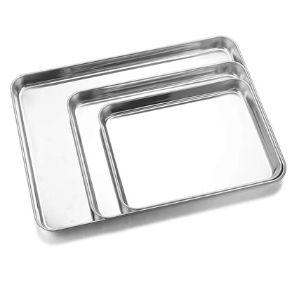 Stainless Steel Baking Tray with Removable Cake Grid Cooling Rack (Bakeware Set)