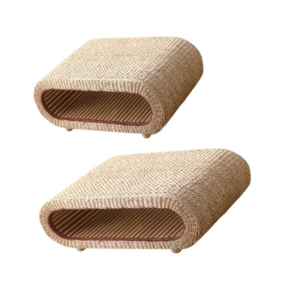 Straw Rattan Coffee Table – Vintage Design Multifunction Short Table