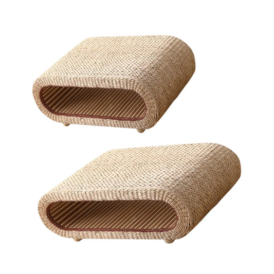 Straw Rattan Coffee Table – Vintage Design Multifunction Short Table