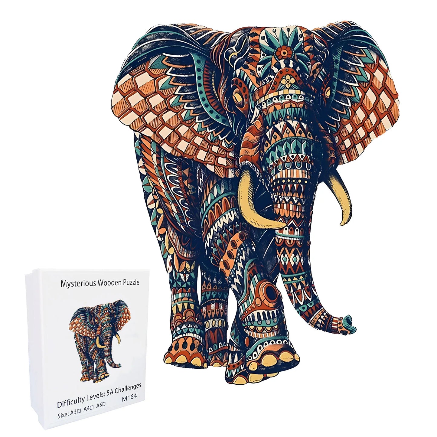 Unique Elephant Wooden Puzzle, Adult Stress Relief Toys, Irregular Animal Shapes