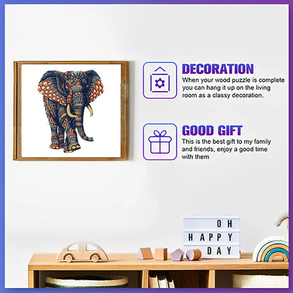 Unique Elephant Wooden Puzzle, Adult Stress Relief Toys, Irregular Animal Shapes