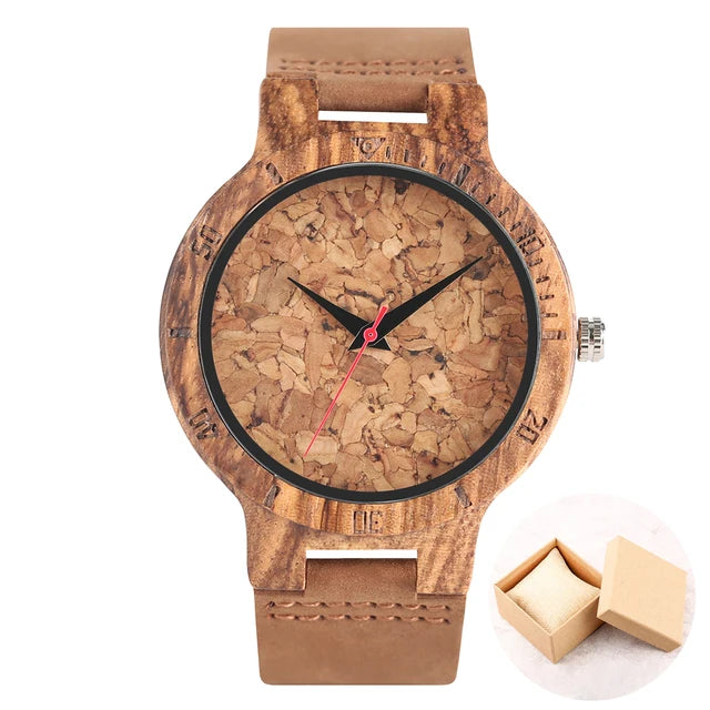 Unique Irregular Pattern Display Wood Watches Quartz Timepiece