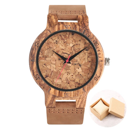 Unique Irregular Pattern Display Wood Watches Quartz Timepiece