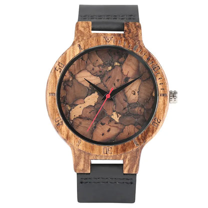 Unique Irregular Pattern Display Wood Watches Quartz Timepiece