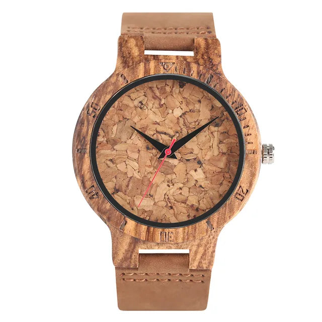 Unique Irregular Pattern Display Wood Watches Quartz Timepiece