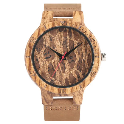 Unique Irregular Pattern Display Wood Watches Quartz Timepiece