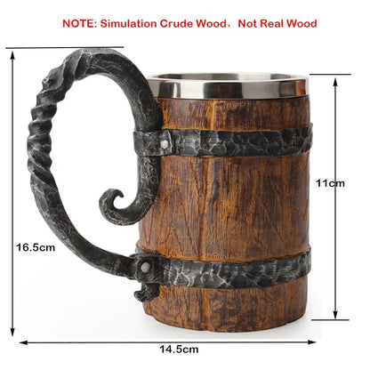 Viking Wood Style Beer Mug Simulation Wooden Barrel Beer Cup