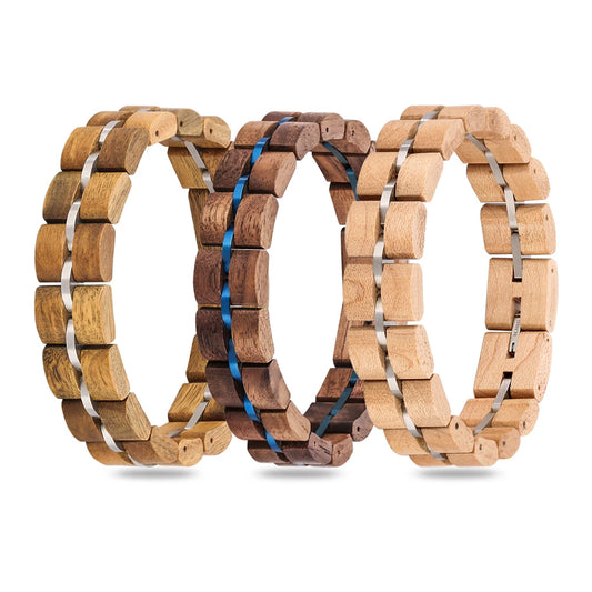 Vintage Wooden Mixed Stainless Steel Chain Wood Bracelet Men/Women