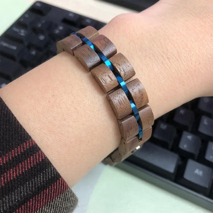 Vintage Wooden Mixed Stainless Steel Chain Wood Bracelet Men/Women