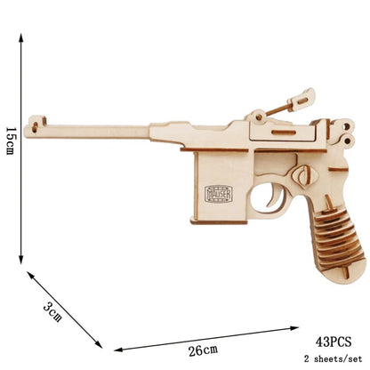 3D Wooden Puzzle Gun Models (Pistol, Rifle, AK47)