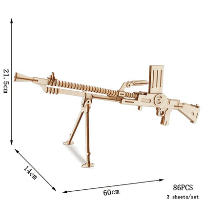 3D Wooden Puzzle Gun Models (Pistol, Rifle, AK47)