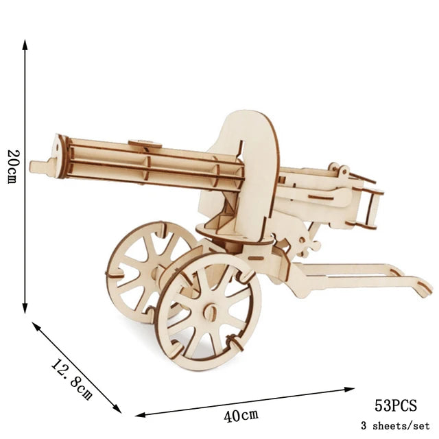 3D Wooden Puzzle Gun Models (Pistol, Rifle, AK47)