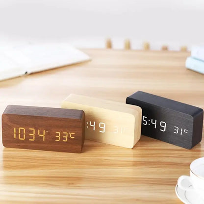 Wooden LED Alarm Clock