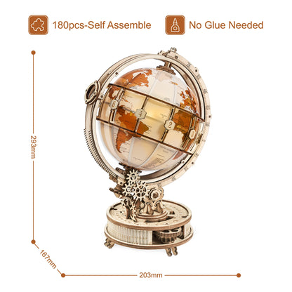 Wooden Globe Lamp 3D Puzzle Rotatable Globe Lamp – DIY Wooden Model Kit