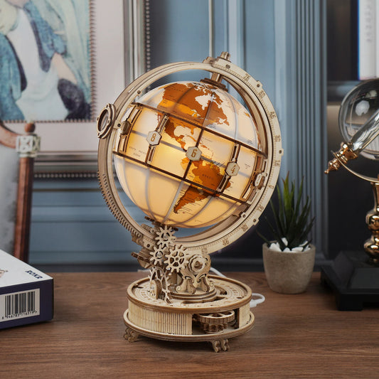 Wooden Globe Lamp 3D Puzzle Rotatable Globe Lamp – DIY Wooden Model Kit