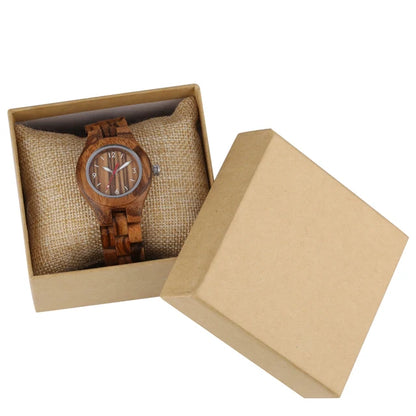 Zebrawood/Bamboo Watch Case Quartz Wristwatch for Women