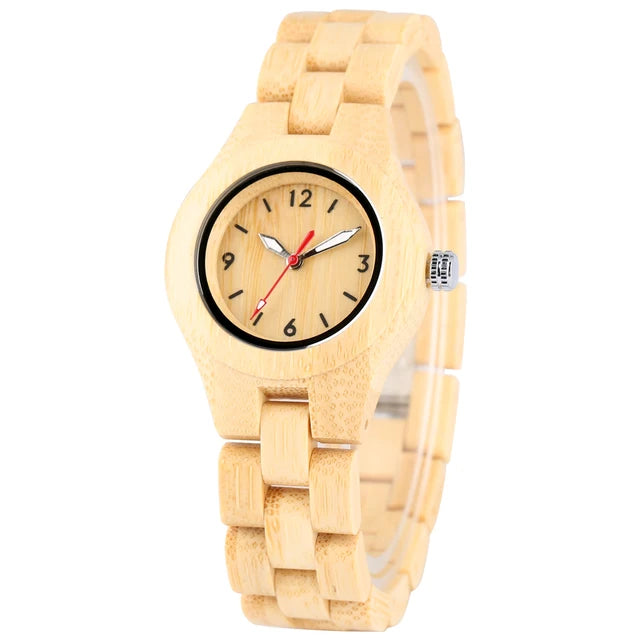 Zebrawood/Bamboo Watch Case Quartz Wristwatch for Women