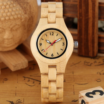 Zebrawood/Bamboo Watch Case Quartz Wristwatch for Women